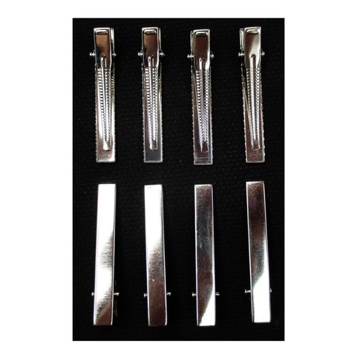 ALL in ONE 50pcs Metal Silver Flat Single Prong Alligator Hair Clips Nickel Free 42mm