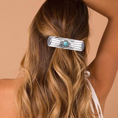 CAKURE Vintage Hair Clips Gold Automatic Hair Barrettes Decorative Hair Clip Hair Accessories for Women (b-silver)