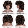 ELIM Curly Wigs for Black Women Mixed Brown Short Kinky Curly Wigs for Women Big Curly Afro Soft Wig with Bangs Heat Resistant Natural Cute Synthetic Wig with Accessories Z014BB