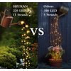220 LED Solar Firefly Bunch Lights, 8 Flashing Modes, Fairy Copper Wire Waterproof String Lights, Decorative Vine Solar Watering Can Lights, Outdoor Garden Tent Christmas Decor (Warm White)