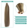Tape in Hair Extensions Human Hair Blonde Highlights Remy Tape in Extensions 14 Inch Seamless Tape Extensions Real Human Hair Ash Brown Mixed Platinum Blonde Tape ins Hair 50g 20pcs