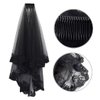 jiebor Black Lace Veil Bridal Wedding Veils Halloween Veil With Comb and Gloves
