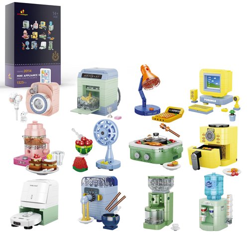 JMBricklayer Girls Building Set, 12PCS Mini Upgraded Home Appliances Friends Toy Sets for Kids, Party Favors STEM Puzzle Educational Building Blocks Toys, Gifts for Girls Boys