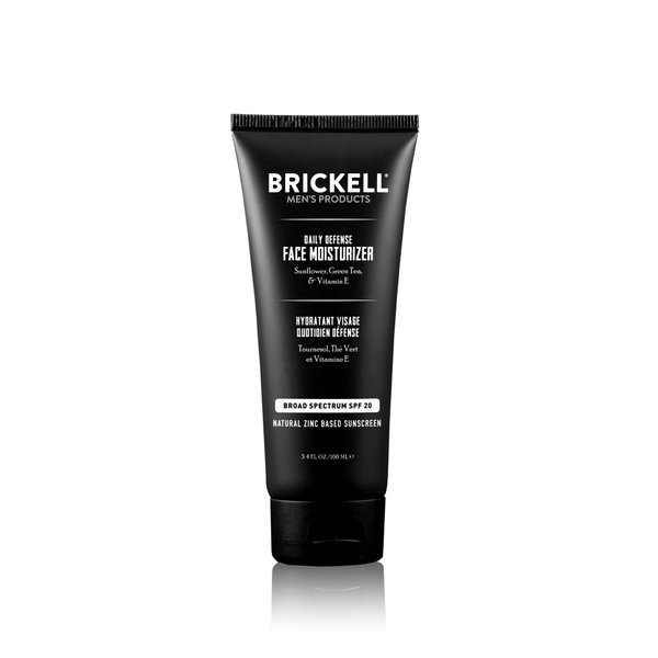 Brickell Men's Daily Defense SPF20 Face Moisturizer for Men, Natural & Organic, Zinc Oxide Face Moisturizing Mineral Sunscreen, Hydrates & Protects Skin Against Harmful UVA/B rays, 3.4oz, Unscented