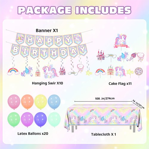 Unicorn Birthday Party Decorations for Girl Purple Pink Unicorn Party Theme Balloon Set, Rainbow Unicorn Balloons with Heart and Star Baby Shower Kids Supplies