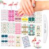 JERCLITY 16 Sheets Flower Nail Polish Strips Spring Nail Wraps with Nail File Self-Adhesive Flamingo Flower Bird Nail Stickers Full Nail Wraps for Women Kids Nail Strips Manicure Kit for DIY Nail Art