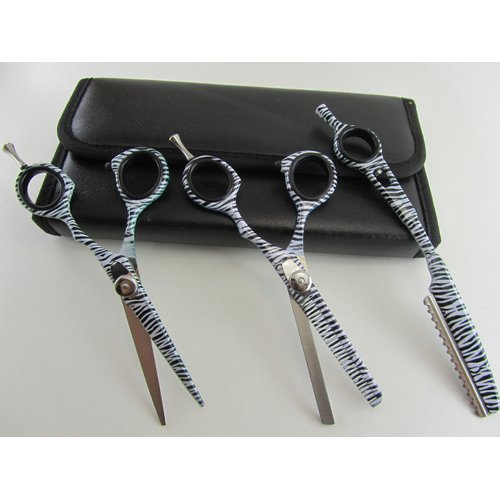 5.5" Professional Barber Razor Edge Paper Coated Zabera Hair Cutting and Texturizing Shears Scissors Set+case