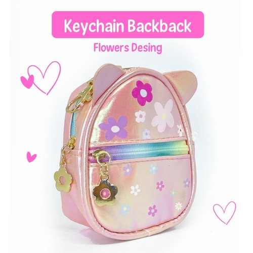 Hot Focus | Bag Makeup Set for Kids, Includes Makeup Kit with Keychain Backpack, 3 Tinted Lip Balms, Eyeshadow with Applicator, and Vinyl Stickers | Suitable for Ages 3+ (Flower)