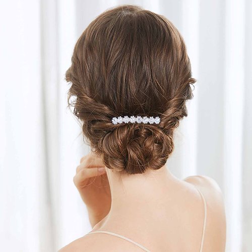 Aneneiceera Bride Wedding Crystal Hair Comb Clip Silver Hair Side Combs Flower Hair Comb Rhinestone Headpieces Bride Hair Piece bridesmaid Hair Accessories for Women and Lady Girls(Silver)