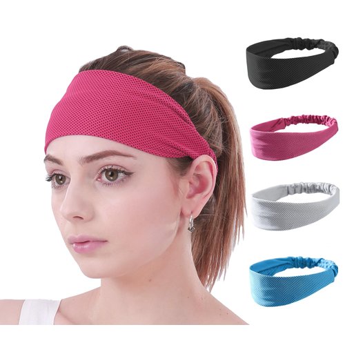 SUJAYU Sweatbands for Women, 4 PCS Womens Headbands Sweat Bands Headbands for Women, Workout Headbands for Women Non Slip, Wide Headbands for Women Hair Wrap Hair Accessories for Women