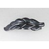 Black leaf barrette curved hair clip leaves 4.5 inches long stamped textured plastic shiny black plastic
