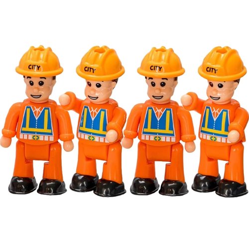 FUNERICA Toy Figures & Playsets - Construction Workers Toy Figurines - Play People for Kids - Miniature Little People Building and Construction Toy People - Mini People Community Helpers (4-Pack)