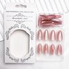 Cat Eye Press on Nails Medium Almond Acrylic Nails Pink Glossy Fake Nails Nude Full Cover Glue on Nails Cute Nature Stick on Nails Shiny Glitter False Nails for Women Manicure 24Pcs
