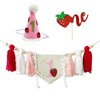Strawberry 1st Birthday High Chair Tassels Banner Strawberry First Birthday Crown 1 Sweet Cake Topper Strawberry First Birthday Party Supplies