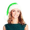 FOIMAS Santa Hat for Adults,Green Plush Christmas Hats with White Fur for Christmas Holiday Party Decoration Supply