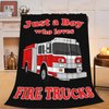 Fire Truck Blanket Soft Cozy Fire Engines Throw Blanket Gift for Boys Super Plush Warm Just a Boy Who Loves Fire Trucks Stuff Lightweight Fleece Flannel Gift Blankets for Kids Adults 50"X40"