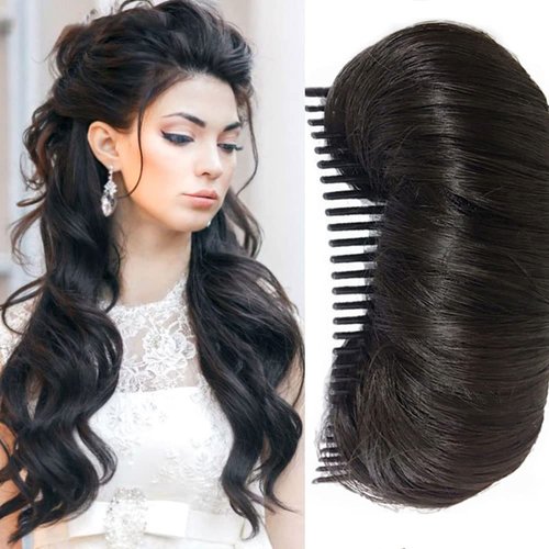 MDRTIRIM Hair Bun Invisible False Hair Clip Bump It Up Volume Hair Base Fluffy Hair Pad Insert Tool Volume Fluffy Styling Accessories for Women Girls （black）