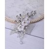 Rumtock White Flower Pearl Hair Comb Sparkle Crystal Hair Accessories for Wedding Brides Bridesmaid Flower Girls Side Hair Piece