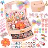 ONECOCOA Hair Accessories Set for Girls: Jewelry Box, Hair Clips, Barrettes, Ties, Bows - Teen Girl Gift for Ages 4-12 (Pink)