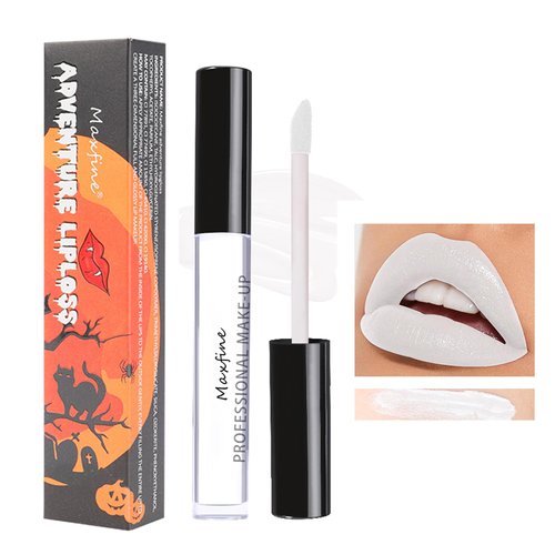 MIESCHER Halloween Matte Liquid Lipstick Tube, Waterproof Lip Gloss High Pigmented Matte Velvety Creamy Lipstick, Smudge Proof & Non-stick Lip Stain, Bold Goth Face Paint Stick for Women (02# WHITE)