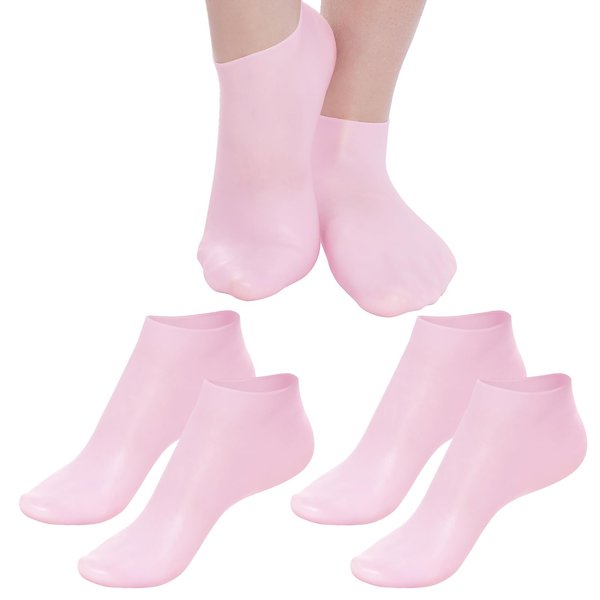 Lystaii 2PCS Silicone Moisturizing Socks Women's Spa Pedicure Socks Moisturizing Foot Mask Exfoliating Silicone Socks for Repairing Dry Feet, Cracked Heels and Softening Rough Skin (Pink)