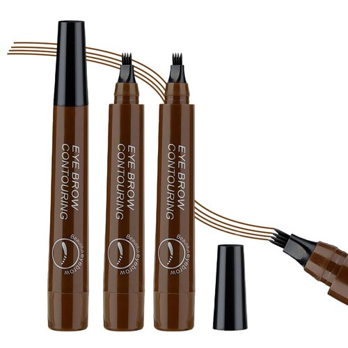 XINGXYUEL 3PCS Dark Brown Microblading Eyebrow Pen Waterproof Eyebrow Pencil 4 Tip Eye Brow Pencils for Women Long Lasting Natural Brows Microblade Eyebrow Contouring Pen Lapiz De Cejas