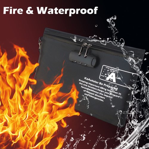 Fireproof Money Bag with Lock KaAutoler Fireproof and Waterproof Cash Bag with Zipper Closure Fireproof Safe Box Money Pouch Locking Accessories Pouch for Cash (11"*7.5")