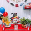 MEMOVAN Fast One Cake Topper Race Car First Birthday Cake Decorations with Red Black Balls for Boy's Kids Racing Car Checkered Flag Themed Birthday Party Favors