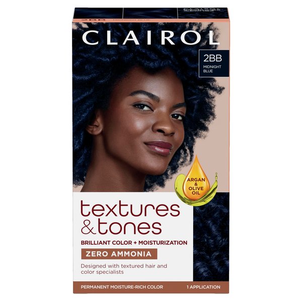 Clairol Textures & Tones Permanent Hair Dye, 2BB Midnight Blue Hair Color, Pack of 1