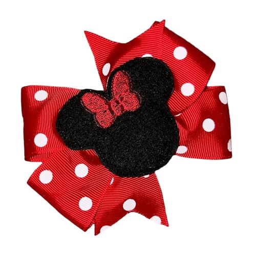 Miss Mouse Red Pinwheel Hair Bow 4" Red Polka Dot