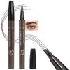 Kaely 2Pcs Magical Precise Waterproof Brow Pen,Suake Eyebrow Contouring Pen,4 Tip Eye Brow Pencils for Women Makeup,lapiz de cejas 3d Microblading Eyebrow Pen Pencil,24h Smudge Proof,03 Black Brown