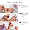 Nailog Semi Cured Gel Nail Strips 34 pcs | Long Lasting Nail Polish Sticker Wraps with Glossy Gel Finish | White Petals