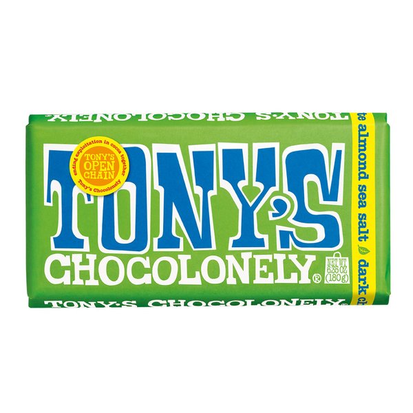 Tony's Chocolonely 51% Dark Chocolate Almond Sea Salt Bar, 6.35 OZ