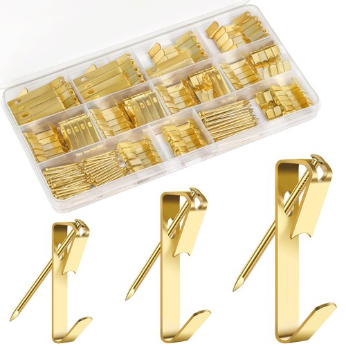 Picture Hangers, ARRITZ 210Pcs Picture Hanging Hooks with Nails, Include 50lb, 30lb and 20lb 3 Sizes Frame Hooks, Picture Hanging Hardware for Drywall