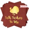 Geyoga 50 Pcs Thanksgiving Napkins 3 Ply Talk Turkey to Me Cocktail Paper Napkins Disposable Gold Foil Thanksgiving Dinner Napkins 5''x 5'' Harvest Napkins for Kitchen Bathroom Party Supplies Decor