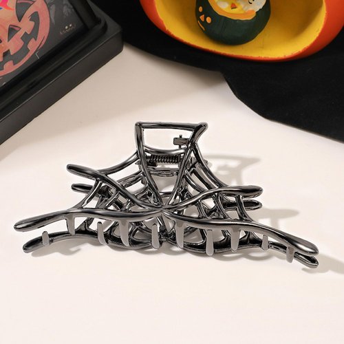 Spider Web Hair Clips Black Metal Halloween Hair Accessories for Women Girls Playful Hollow Out Spider Web Hair Claw Clips Hairpins Strong Hold Nonslip Hair Clip for Day of the Dead Decoration 1 Pcs