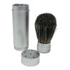 G.B.S 5.5in Silver Metal Canister Portable Badger Hair Shaving Brush for Men, Travel Friendly