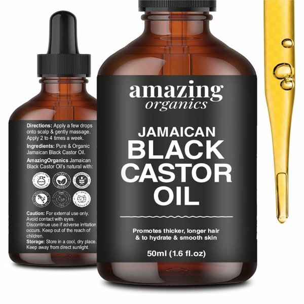 Jamaican Black Castor Oil - for Hair Growth, Body Massage Oil, Eyebrows, Eyelashes, Nail Care Grow & Moisturizing Organics Pure Cold Pressed