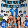 Video Game 11th Birthday Party Decorations for Kids Blue and Black Cheers to Level 11 Banner Hanging Swirls Level Up 11 Balloons Kit for Boys Girls 11 Years Old Game Controller Birthday Supplies Decor
