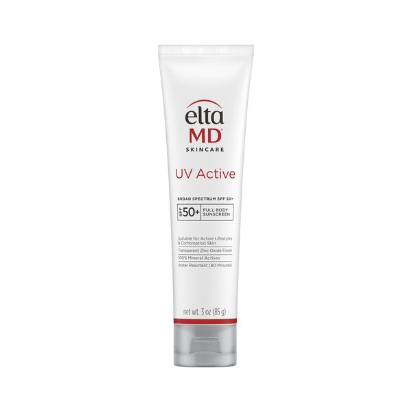 EltaMD UV Active Mineral Sunscreen with Zinc Oxide, SPF 50+, Water Resistant Sunscreen Up to 80 Minutes, 3.0 oz Tube