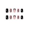 Foccna Black Square Press on Nails Snake Women's French False/Fake Nails Tips Medium Glossy Daily Wear Artificail Nails for Nail Art Manicure Decoration