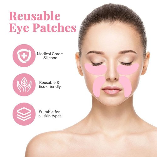 my novel things Reusable Eye Pads 6 Pairs, Silicone Face Patches and Gel Under Eye Pads Cold Warm Eye Compress for Reduce Puffiness Circles Wrinkle Cooling Eye Mask Ice Packs