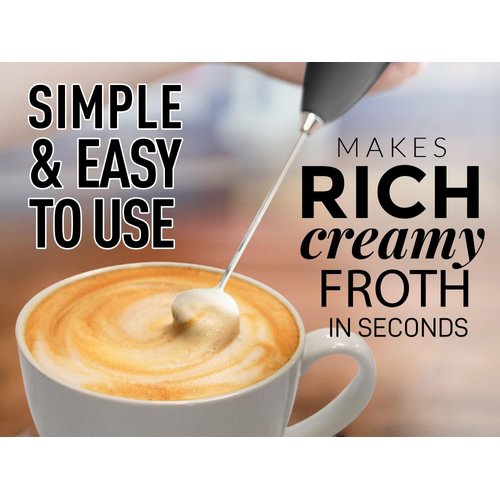 Zulay Kitchen Milk Frother Wand Drink Mixer - Durable, Proprietary Z Motor Max - Handheld Frother Electric Whisk, Milk Foamer, Mini Blender and Electric Mixer Coffee Frother for Matcha - Black