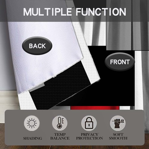 MCALK Red Blackout Kitchen Curtains Tiers and Valances Set 3 Piece for Windows Grey and Black Kitchen Window Curtains Set,White Modern Abstract Art Valances for Living Room(36" Tiers Set)