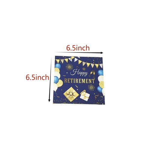 TUIC 40Pcs Happy Retirement Paper Napkins Happy Farewell Napkins Celebration Party Supplies Farewell We Will Miss You for Retirement Party Decorations 6.5""(Gold and Blue), GGX-2406397