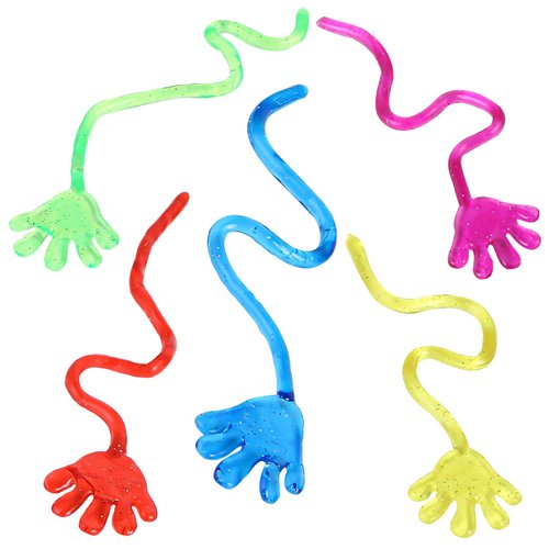 Adorox 72 Pieces Vinyl Glitter Sticky Hands Party Favor Birthday Gifts Toys Goodies (1 1/4" Long)