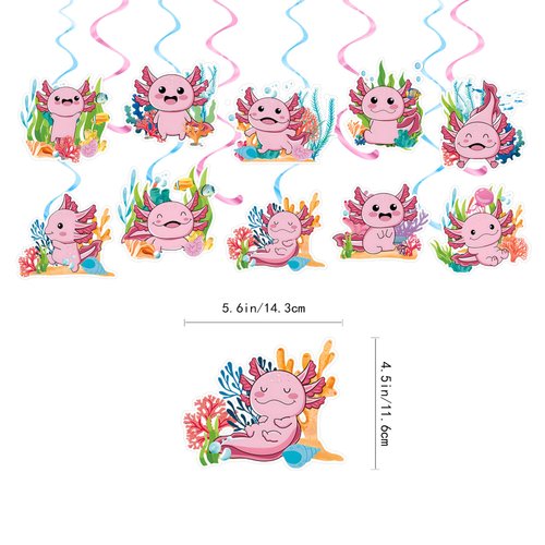 32Pcs Axolotl Hanging Swirl Birthday Party Supplies Swirl Axolotl Ceiling Hanging Decoration for Axolotl Birthday Party Hanging Ornaments Decoration