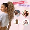 HOOJIH Ponytail Extension for Black Women Curly Wavy Drawstring Ponytail Hair Extensions Extra Fluffy Fake Pony Tail Extension 18 Inch Synthetic Hairpiece for Daily Use - Natural Black