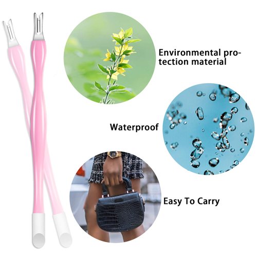 Allstarry 30 Pieces Nail Cuticle Trimmer Remover Plastic Handle Cuticle Pusher Rubber Nail Cleaner Double Head Dead Skin Cuticle Knife Removal Fork Nail art Tools for Girls Women and Men - Pink