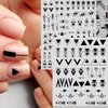 12 Sheets Geometric Nail Art Stickers Decals Self-Adhesive Pegatinas Uñas Black White Mysterious Triangle Nail Supplies Nail Art Design Decoration Accessories
